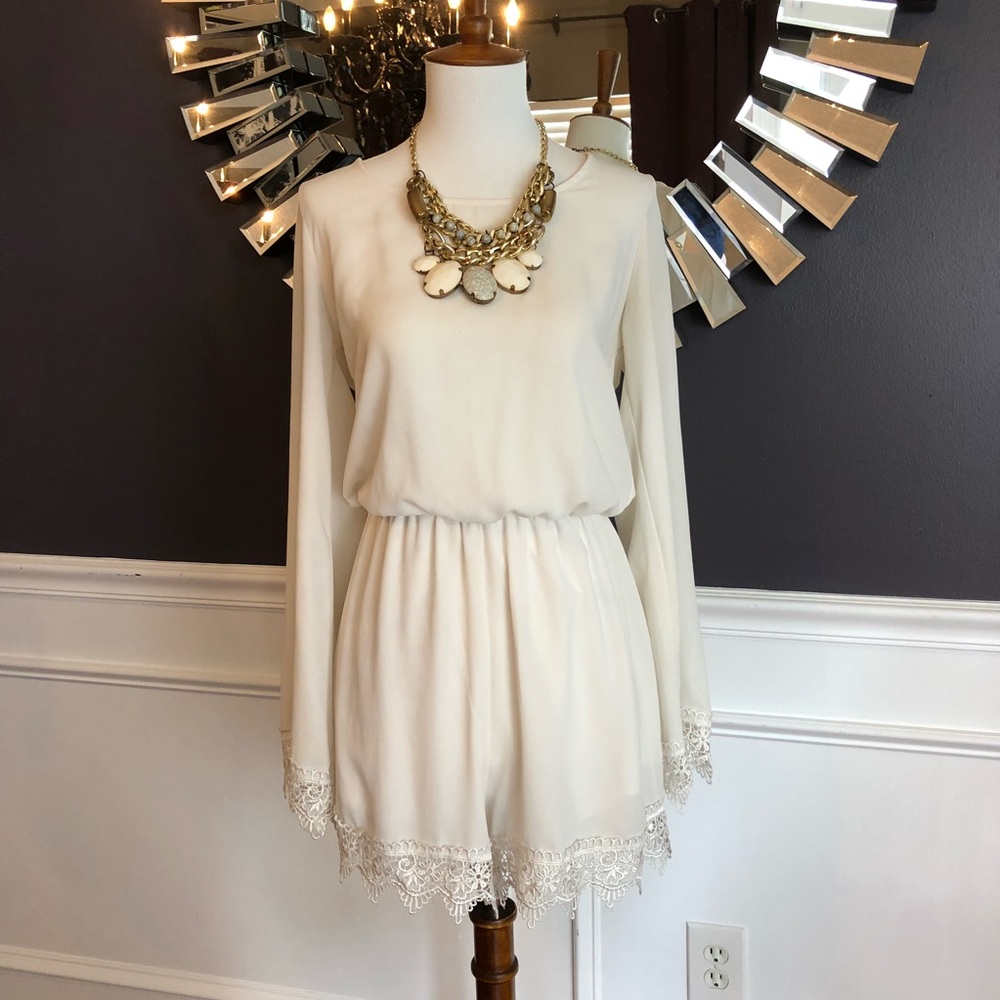 TOBI Cream Long Sleeve Romper